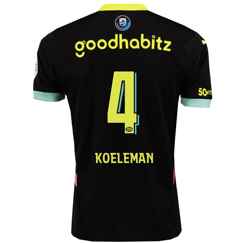 Danxen Kinderen Senna Koeleman #4 Zwart Geel Uitshirt Uittenue 2024/25 T-Shirt