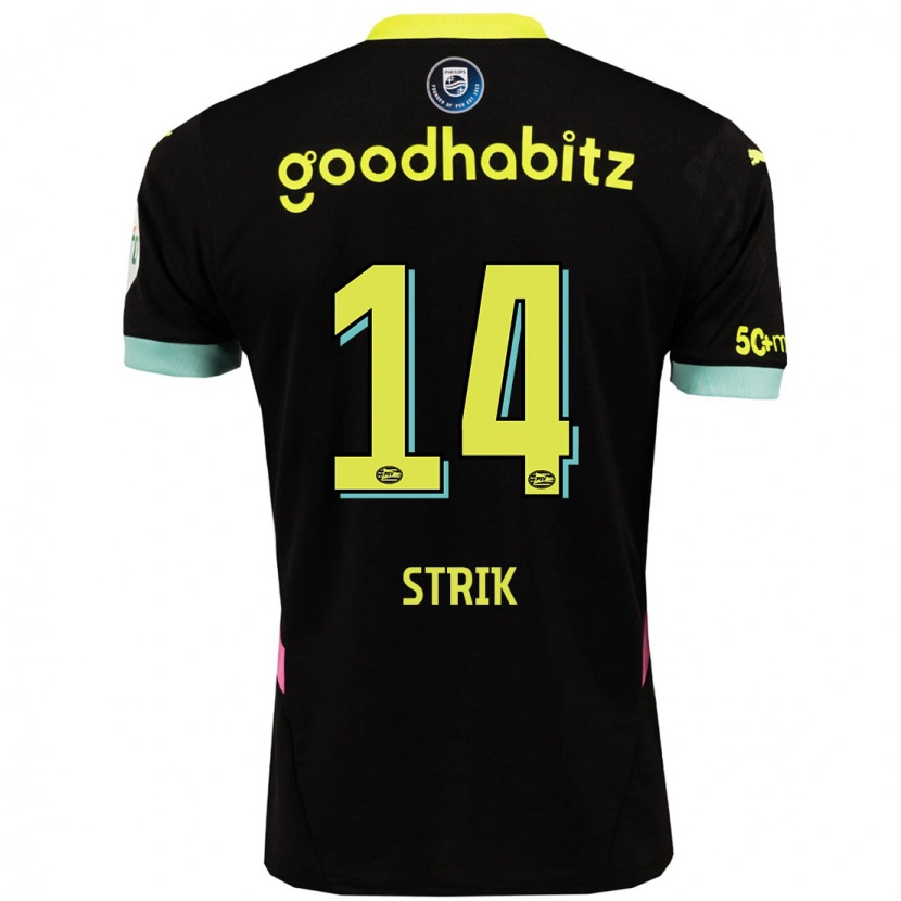 Danxen Kinderen Laura Strik #14 Zwart Geel Uitshirt Uittenue 2024/25 T-Shirt