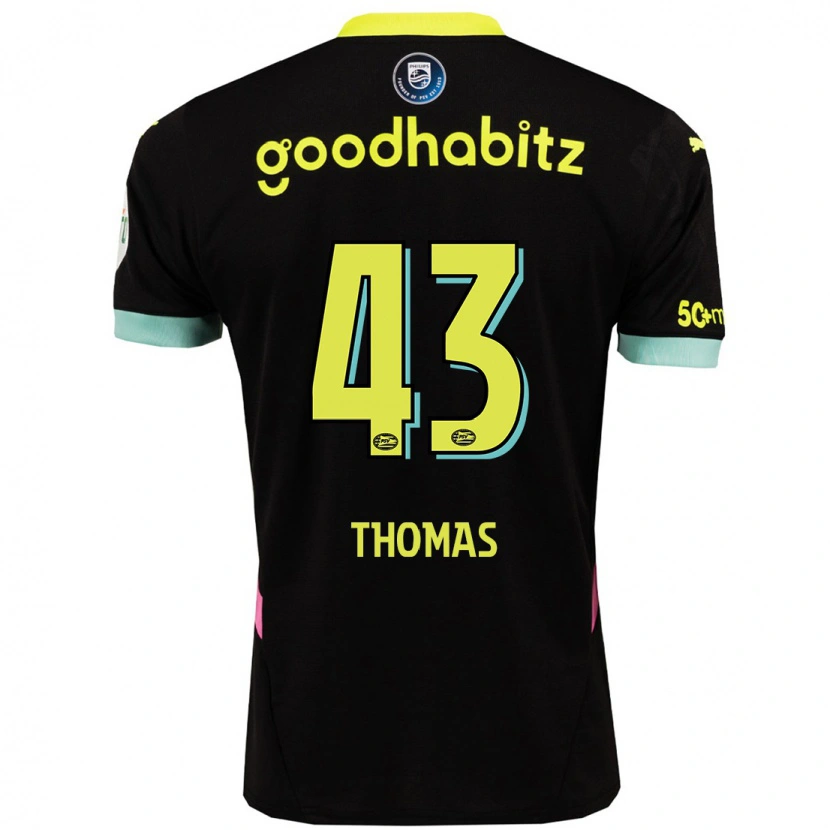 Danxen Kinderen Kealyn Thomas #43 Zwart Geel Uitshirt Uittenue 2024/25 T-Shirt