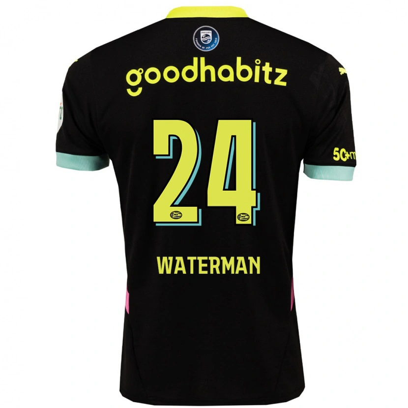 Danxen Kinderen Boy Waterman #24 Zwart Geel Uitshirt Uittenue 2024/25 T-Shirt