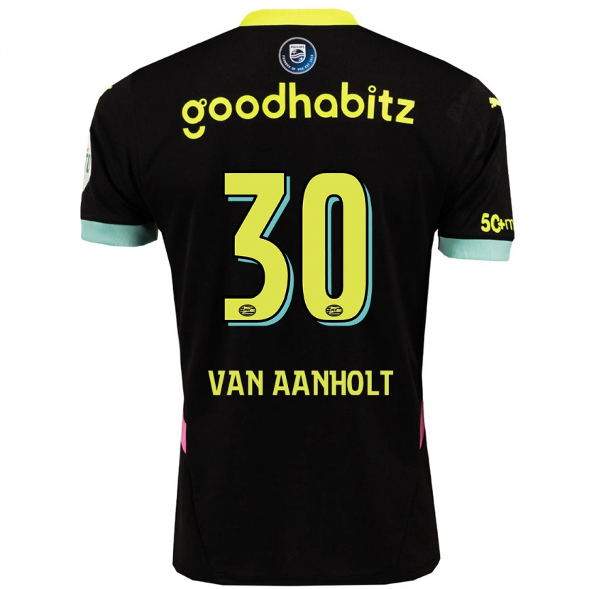 Danxen Kinderen Patrick Van Aanholt #30 Zwart Geel Uitshirt Uittenue 2024/25 T-Shirt