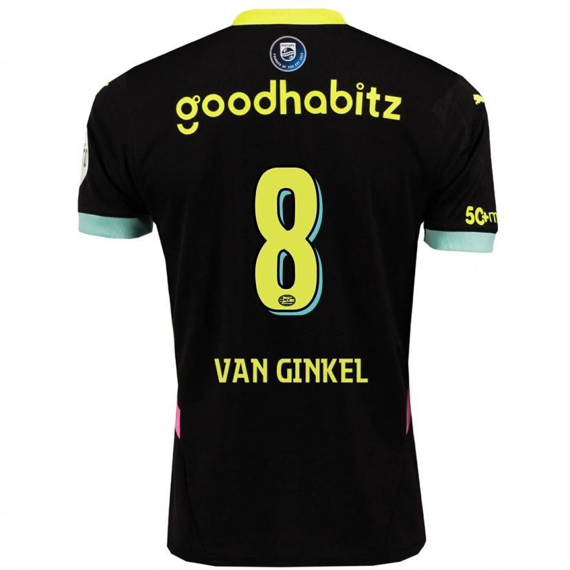 Danxen Kinderen Marco Van Ginkel #8 Zwart Geel Uitshirt Uittenue 2024/25 T-Shirt