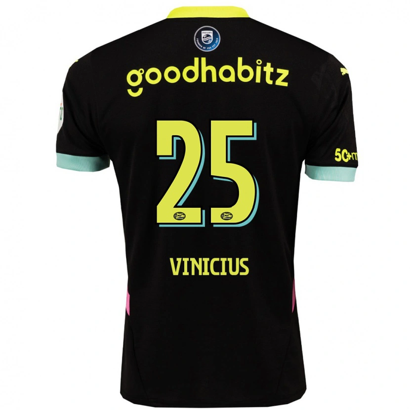 Danxen Kinderen Carlos Vinicius #25 Zwart Geel Uitshirt Uittenue 2024/25 T-Shirt