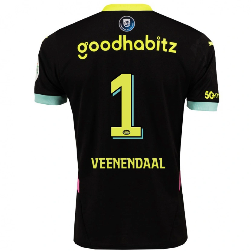 Danxen Kinderen Sari Van Veenendaal #1 Zwart Geel Uitshirt Uittenue 2024/25 T-Shirt