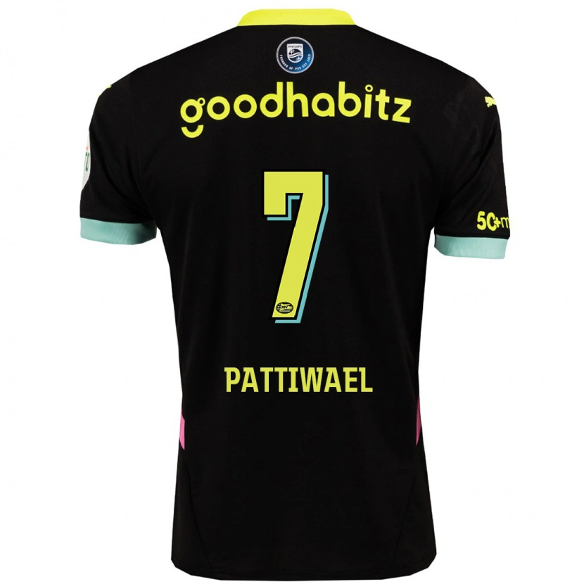 Danxen Kinderen Naomi Pattiwael #7 Zwart Geel Uitshirt Uittenue 2024/25 T-Shirt