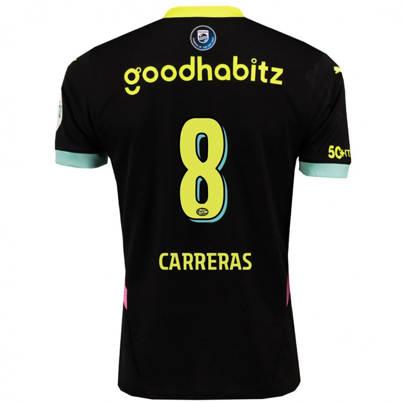 Danxen Kinderen Georgina Carreras #8 Zwart Geel Uitshirt Uittenue 2024/25 T-Shirt