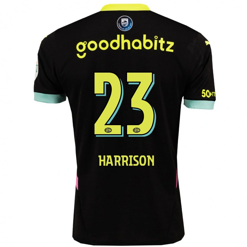 Danxen Kinderen Amy Harrison #23 Zwart Geel Uitshirt Uittenue 2024/25 T-Shirt