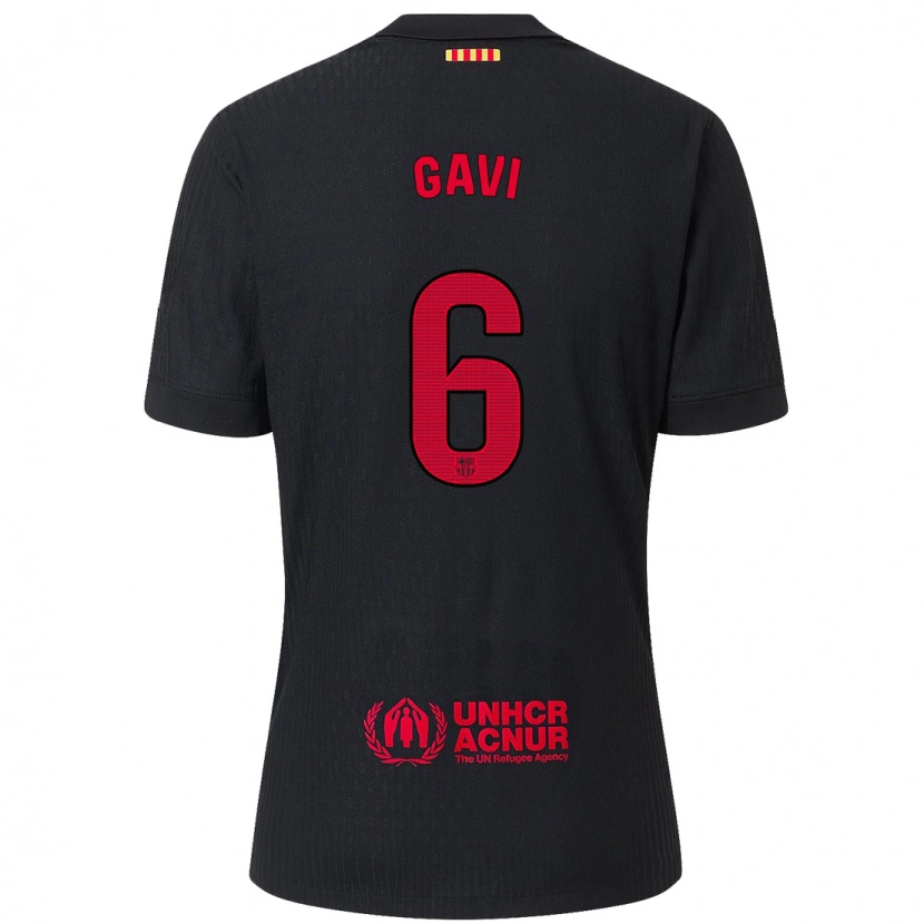 Danxen Kinderen Gavi #6 Zwart Rood Uitshirt Uittenue 2024/25 T-Shirt