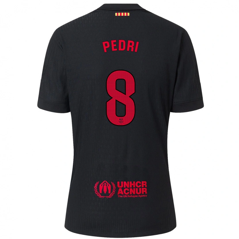 Danxen Kinderen Pedri #8 Zwart Rood Uitshirt Uittenue 2024/25 T-Shirt