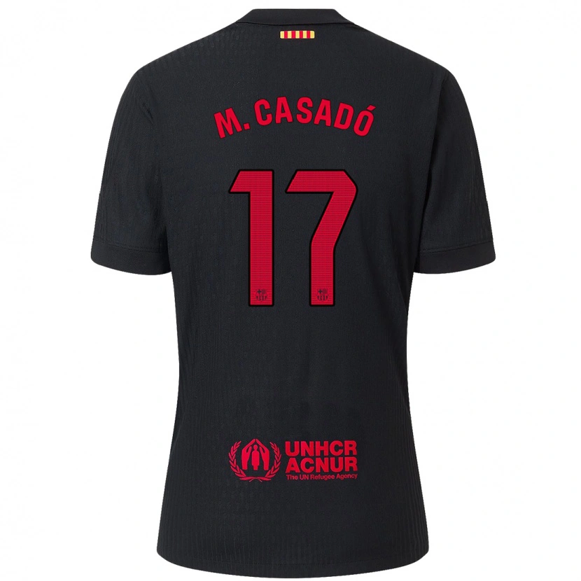 Danxen Kinderen Marc Casadó #17 Zwart Rood Uitshirt Uittenue 2024/25 T-Shirt