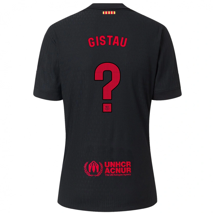 Danxen Kinderen Òscar Gistau #0 Zwart Rood Uitshirt Uittenue 2024/25 T-Shirt