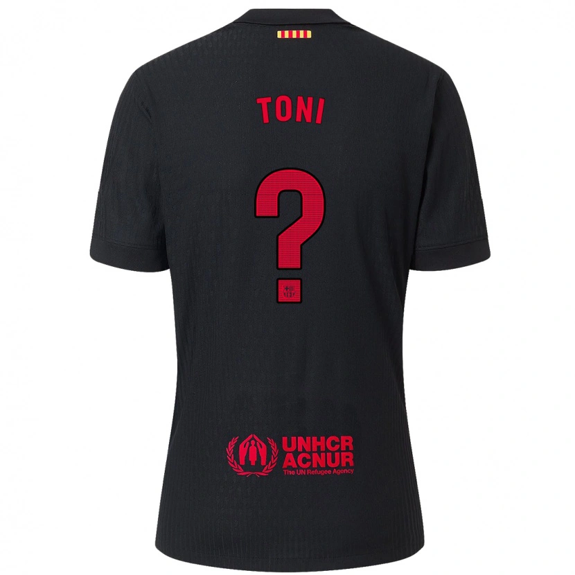 Danxen Kinderen Toni Fernández #0 Zwart Rood Uitshirt Uittenue 2024/25 T-Shirt