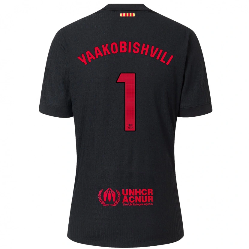 Danxen Kinderen Áron Yaakobishvili #1 Zwart Rood Uitshirt Uittenue 2024/25 T-Shirt