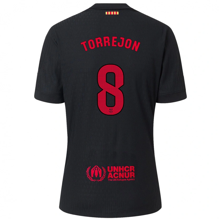 Danxen Kinderen Marta Torrejón #8 Zwart Rood Uitshirt Uittenue 2024/25 T-Shirt