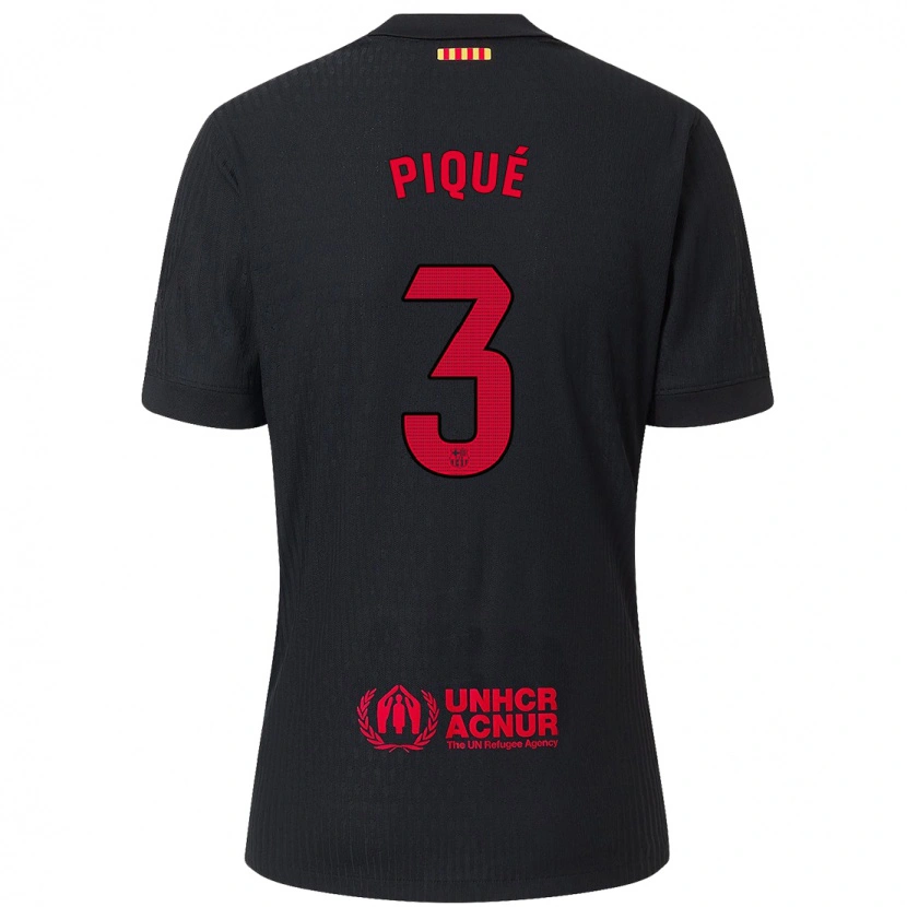 Danxen Kinderen Gerard Pique #3 Zwart Rood Uitshirt Uittenue 2024/25 T-Shirt
