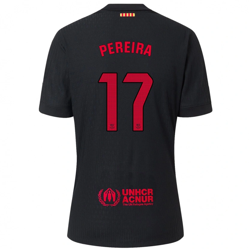 Danxen Kinderen Andrea Pereira #17 Zwart Rood Uitshirt Uittenue 2024/25 T-Shirt
