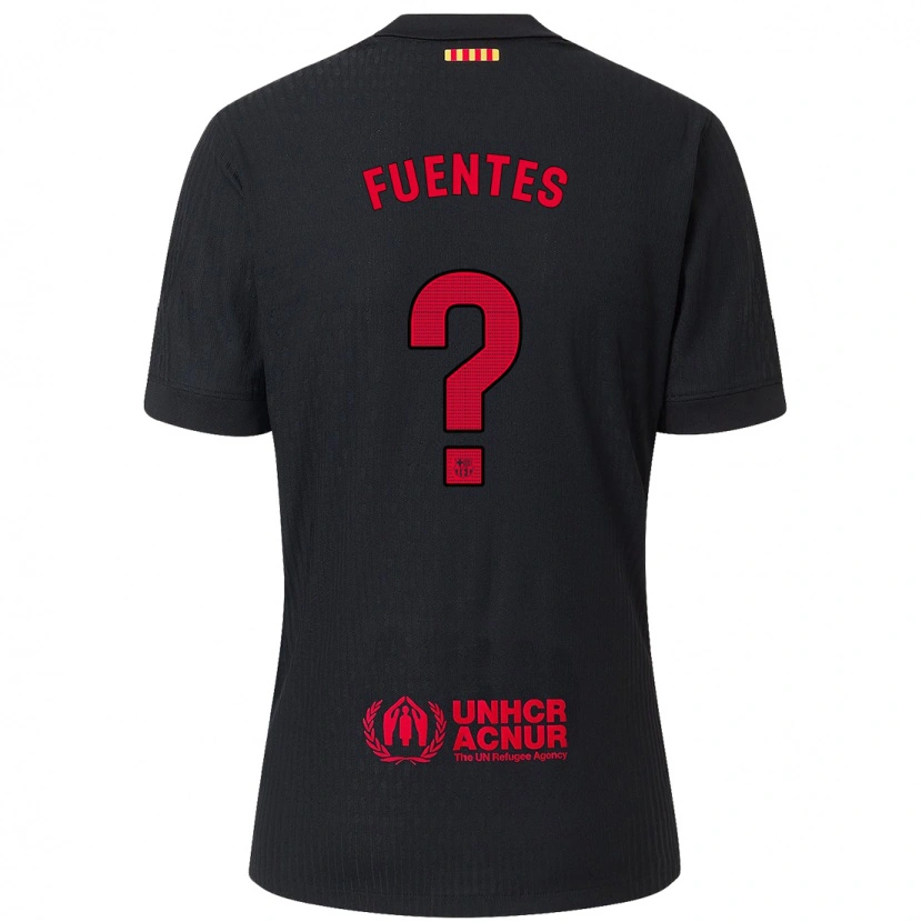 Danxen Kinderen Juan David Fuentes #0 Zwart Rood Uitshirt Uittenue 2024/25 T-Shirt