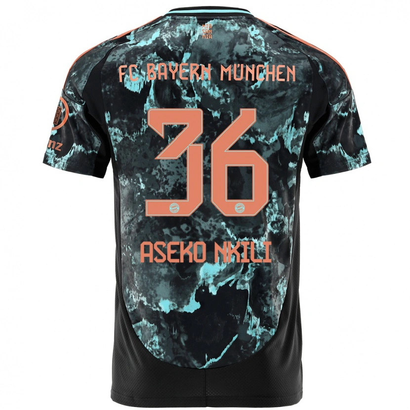 Danxen Kinderen Noël Aséko Nkili #36 Zwart Uitshirt Uittenue 2024/25 T-Shirt