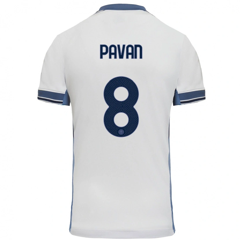 Danxen Kinderen Matilde Pavan #8 Wit Grijs Uitshirt Uittenue 2024/25 T-Shirt