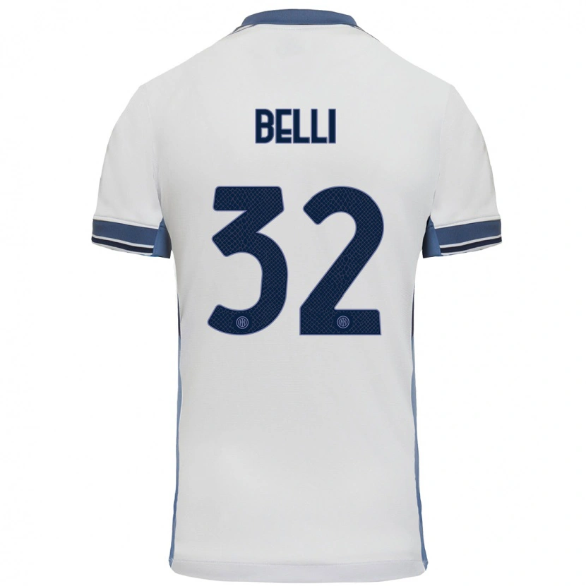 Danxen Kinderen Elena Belli #32 Wit Grijs Uitshirt Uittenue 2024/25 T-Shirt