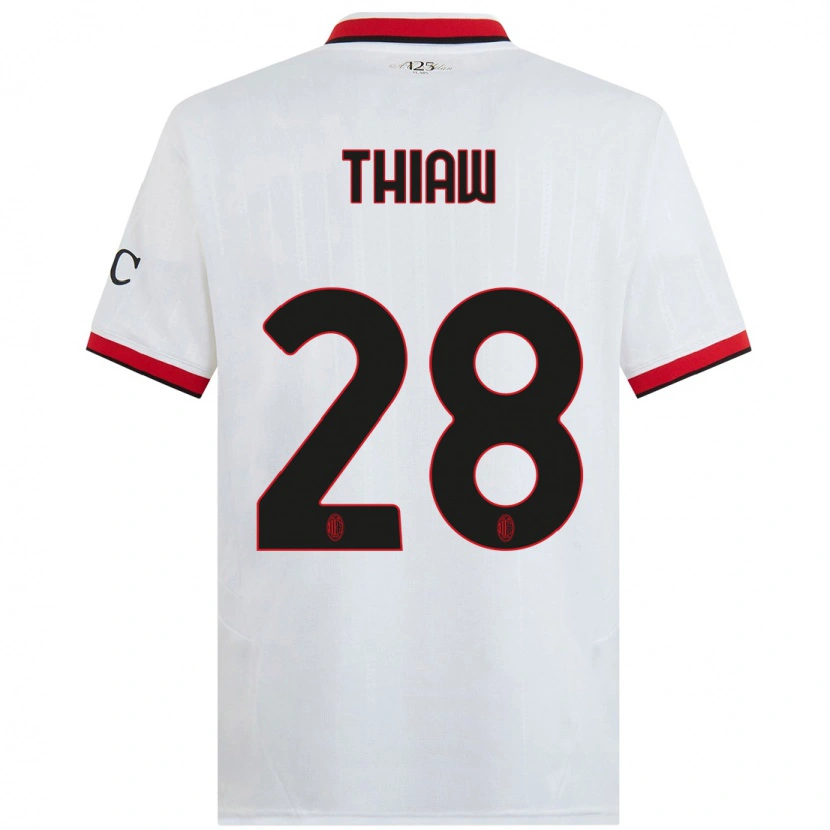 Danxen Kinderen Malick Thiaw #28 Wit Zwart Rood Uitshirt Uittenue 2024/25 T-Shirt