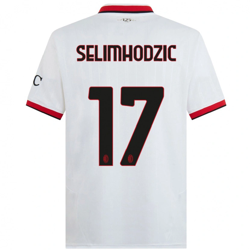 Danxen Kinderen Noa Selimhodzic #17 Wit Zwart Rood Uitshirt Uittenue 2024/25 T-Shirt