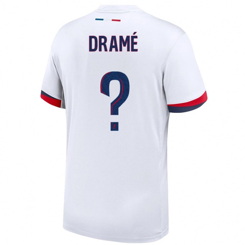 Danxen Kinderen Abdou Dramé #0 Wit Blauw Rood Uitshirt Uittenue 2024/25 T-Shirt