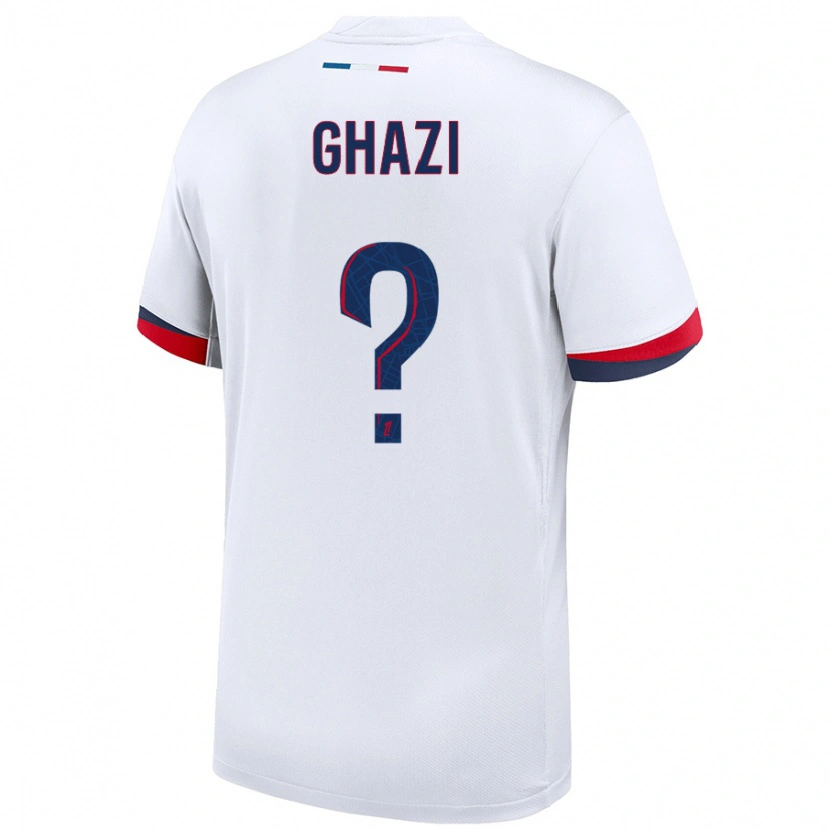 Danxen Kinderen Yacine Ghazi #0 Wit Blauw Rood Uitshirt Uittenue 2024/25 T-Shirt