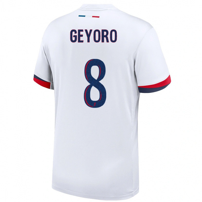 Danxen Kinderen Grace Geyoro #8 Wit Blauw Rood Uitshirt Uittenue 2024/25 T-Shirt