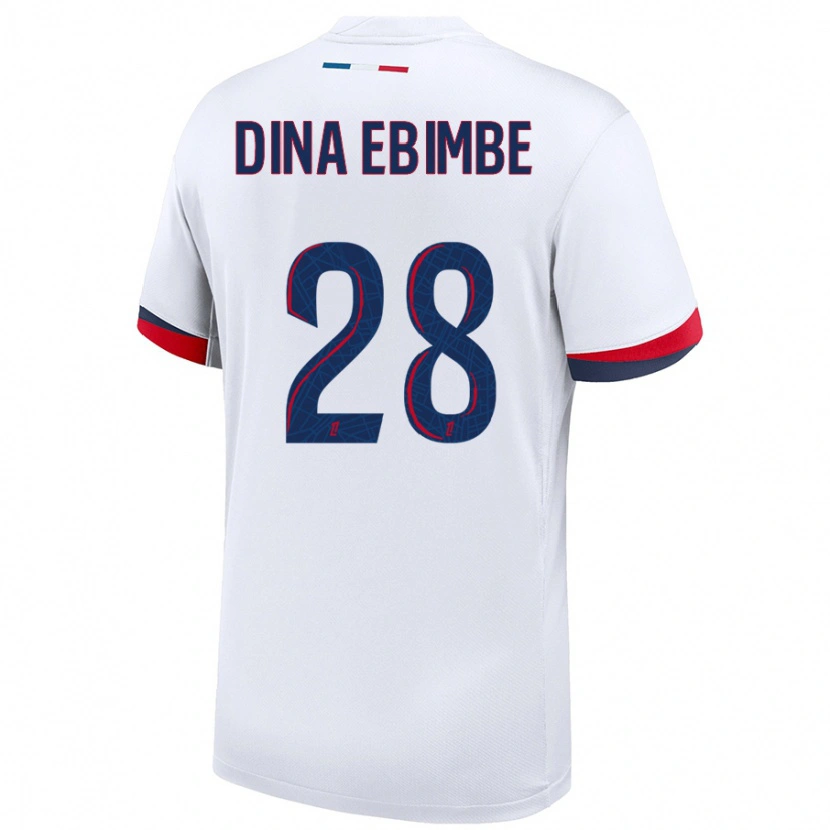 Danxen Kinderen Eric Junior Dina Ebimbe #28 Wit Blauw Rood Uitshirt Uittenue 2024/25 T-Shirt