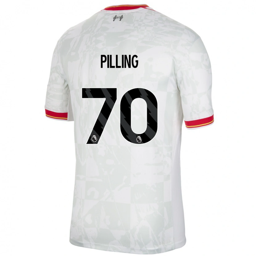 Danxen Kinderen Tommy Pilling #70 Wit Rood Zwart Thuisshirt Derde Tenue 2024/25 T-Shirt