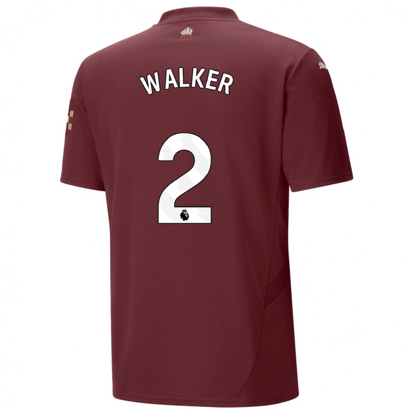 Danxen Kinderen Kyle Walker #2 Kastanjebruin Thuisshirt Derde Tenue 2024/25 T-Shirt