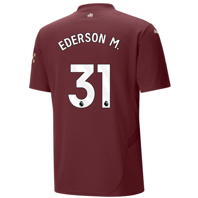 Danxen Kinderen Ederson #31 Kastanjebruin Thuisshirt Derde Tenue 2024/25 T-Shirt