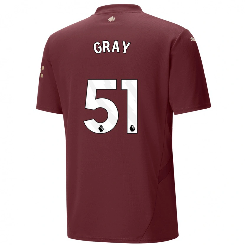 Danxen Kinderen Charlie Gray #51 Kastanjebruin Thuisshirt Derde Tenue 2024/25 T-Shirt