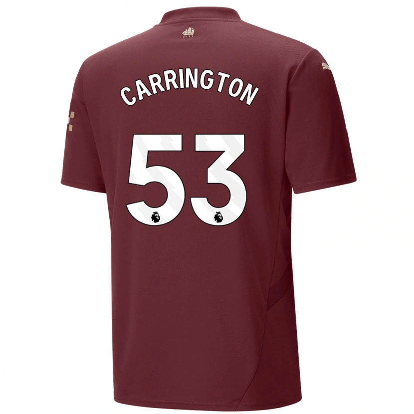 Danxen Kinderen Ezra Carrington #53 Kastanjebruin Thuisshirt Derde Tenue 2024/25 T-Shirt
