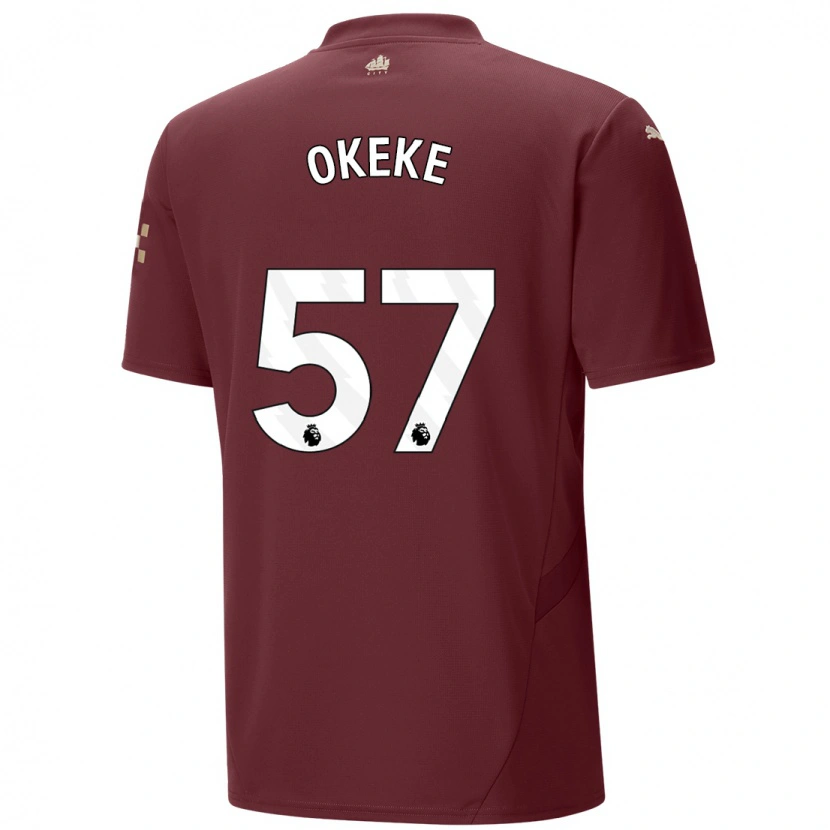 Danxen Kinderen Michael Okeke #57 Kastanjebruin Thuisshirt Derde Tenue 2024/25 T-Shirt