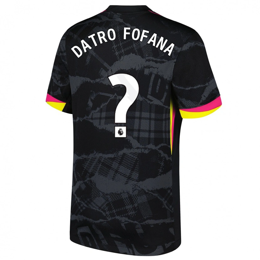 Danxen Kinderen David Datro Fofana #0 Zwartroze Thuisshirt Derde Tenue 2024/25 T-Shirt