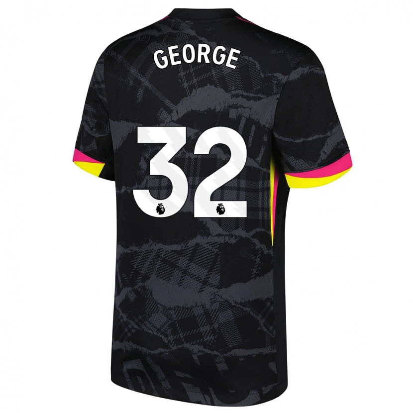Danxen Kinderen Tyrique George #32 Zwartroze Thuisshirt Derde Tenue 2024/25 T-Shirt