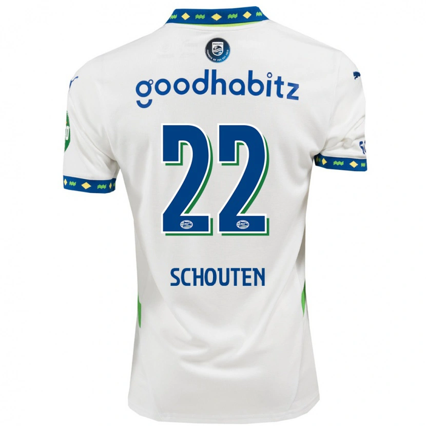 Danxen Kinderen Jerdy Schouten #22 Wit Donkerblauw Thuisshirt Derde Tenue 2024/25 T-Shirt