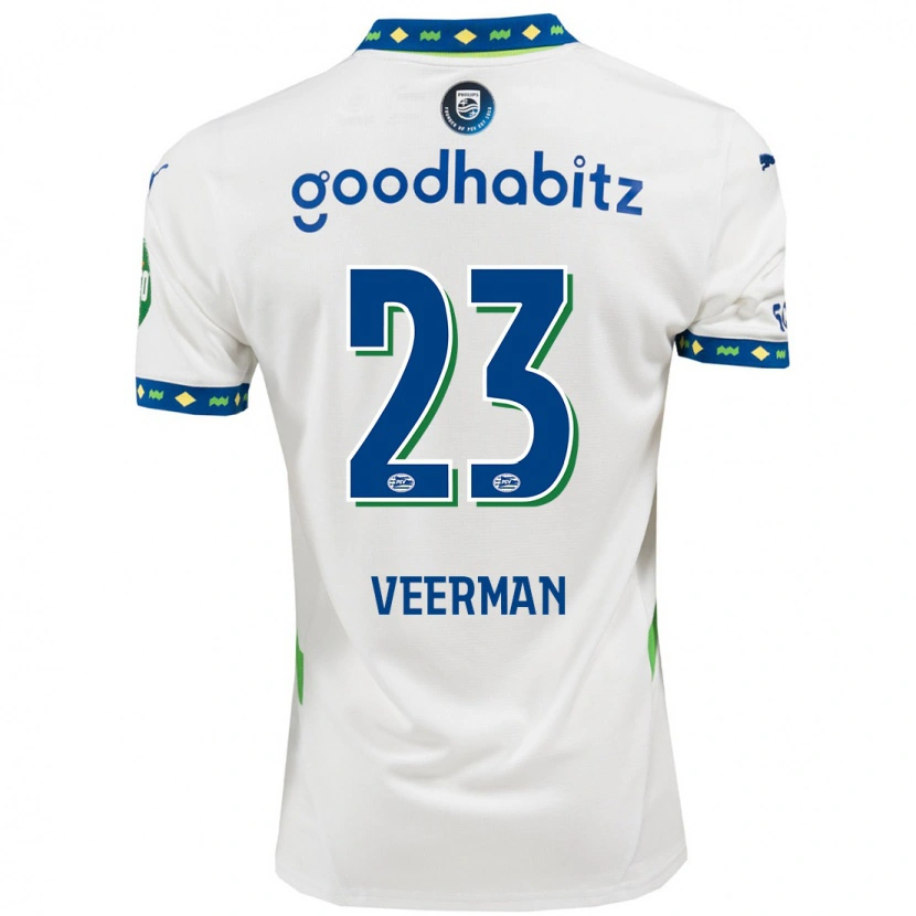 Danxen Kinderen Joey Veerman #23 Wit Donkerblauw Thuisshirt Derde Tenue 2024/25 T-Shirt