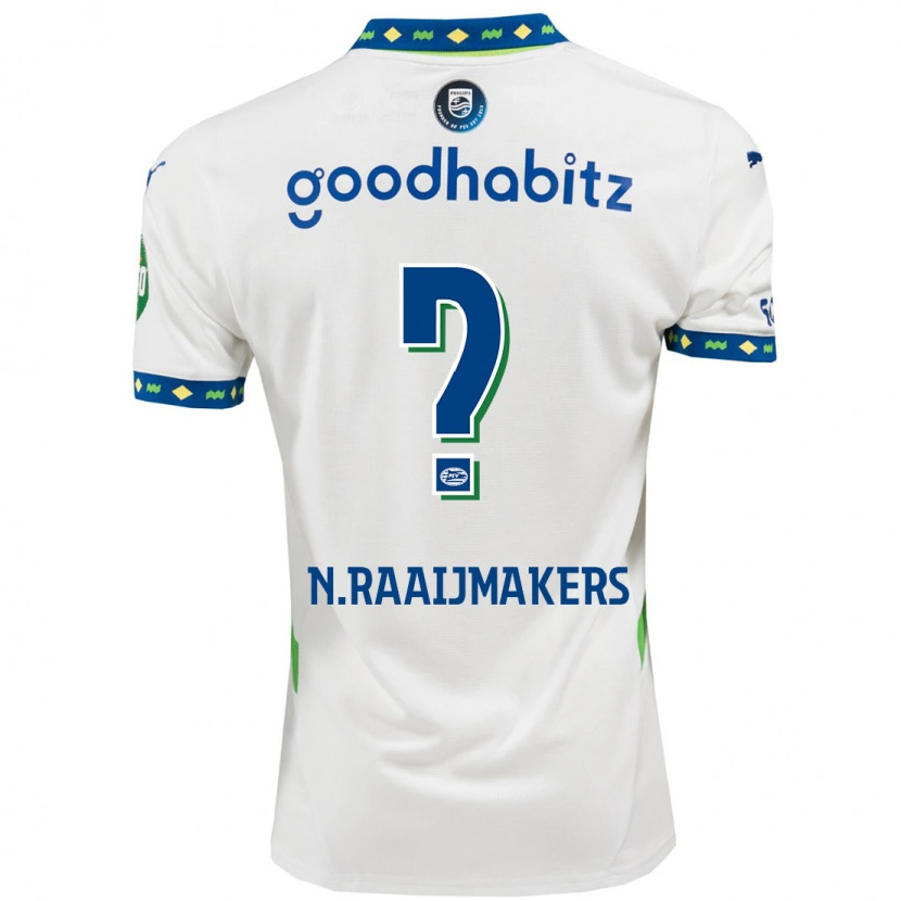 Danxen Kinderen Niels Raaijmakers #0 Wit Donkerblauw Thuisshirt Derde Tenue 2024/25 T-Shirt