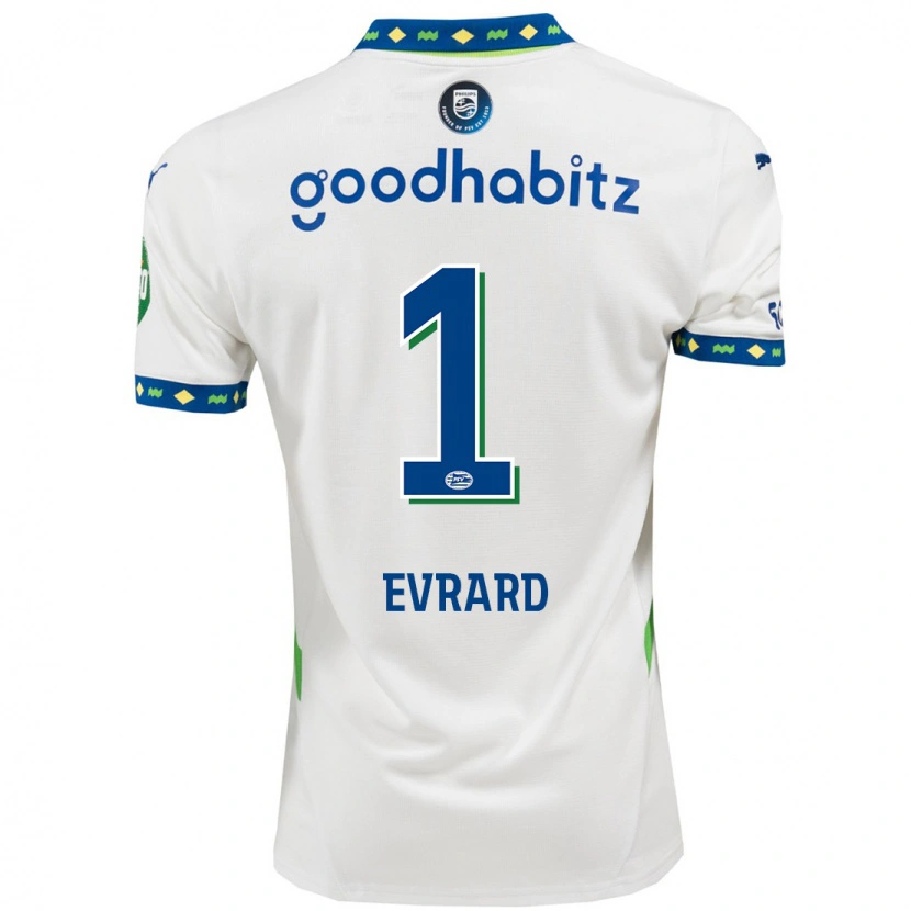 Danxen Kinderen Nicky Evrard #1 Wit Donkerblauw Thuisshirt Derde Tenue 2024/25 T-Shirt