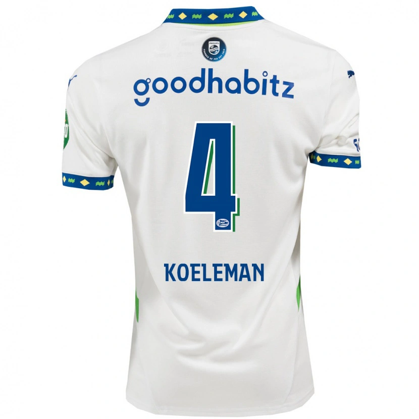 Danxen Kinderen Senna Koeleman #4 Wit Donkerblauw Thuisshirt Derde Tenue 2024/25 T-Shirt