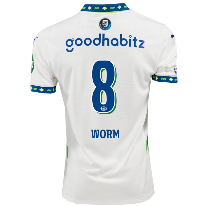 Danxen Kinderen Siri Worm #8 Wit Donkerblauw Thuisshirt Derde Tenue 2024/25 T-Shirt