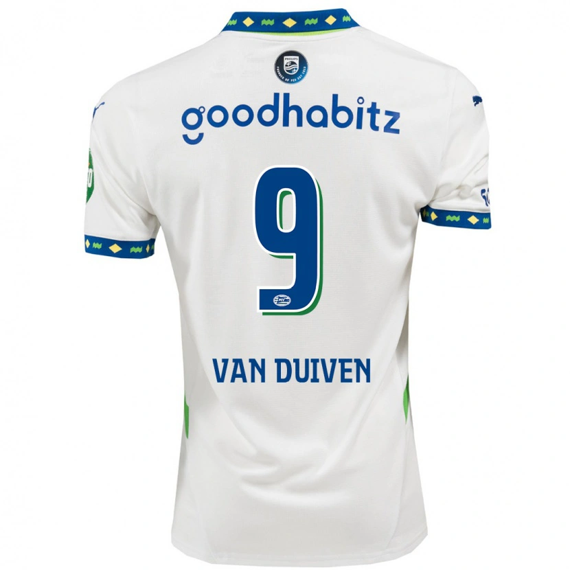 Danxen Kinderen Jason Van Duiven #9 Wit Donkerblauw Thuisshirt Derde Tenue 2024/25 T-Shirt