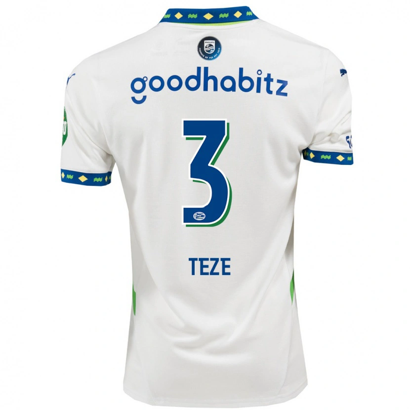 Danxen Kinderen Jordan Teze #3 Wit Donkerblauw Thuisshirt Derde Tenue 2024/25 T-Shirt
