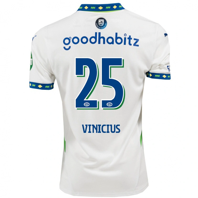Danxen Kinderen Carlos Vinicius #25 Wit Donkerblauw Thuisshirt Derde Tenue 2024/25 T-Shirt