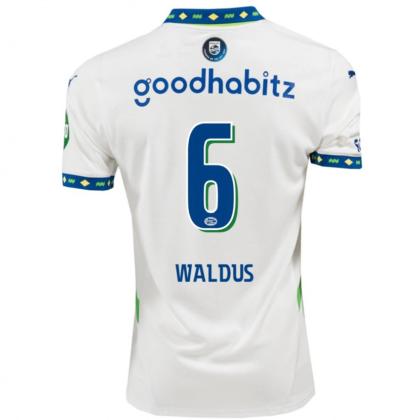 Danxen Kinderen Maruschka Waldus #6 Wit Donkerblauw Thuisshirt Derde Tenue 2024/25 T-Shirt