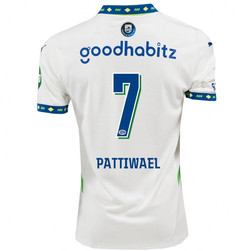 Danxen Kinderen Naomi Pattiwael #7 Wit Donkerblauw Thuisshirt Derde Tenue 2024/25 T-Shirt