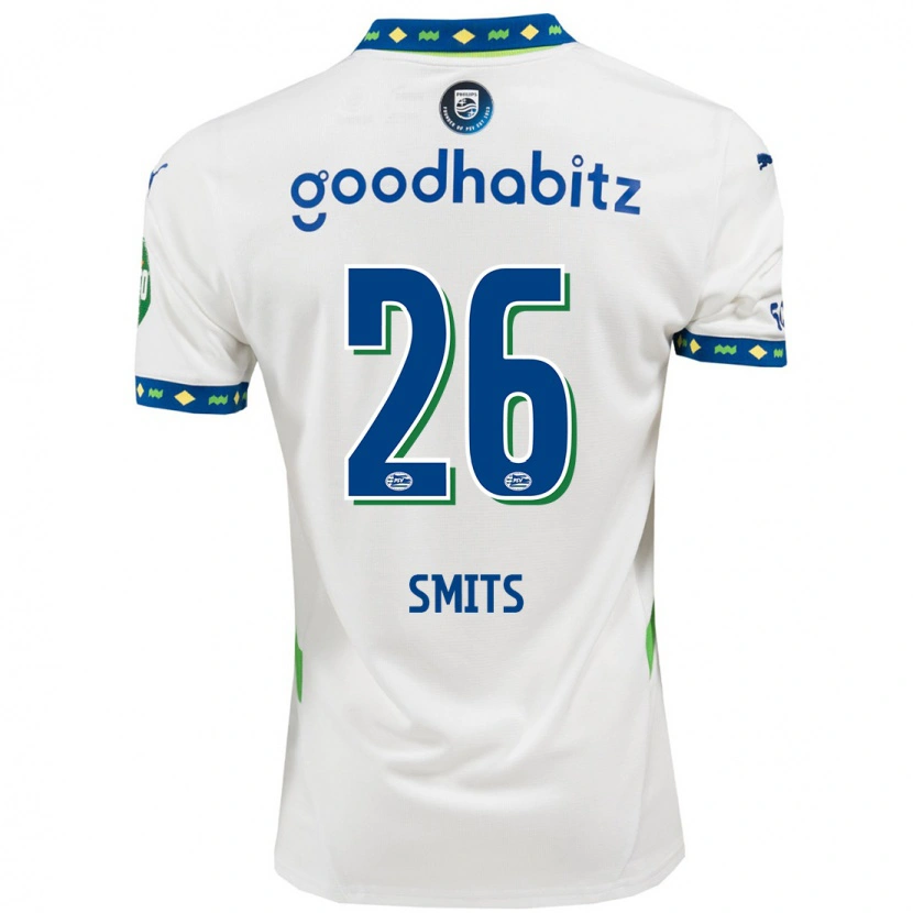 Danxen Kinderen Eef Smits #26 Wit Donkerblauw Thuisshirt Derde Tenue 2024/25 T-Shirt
